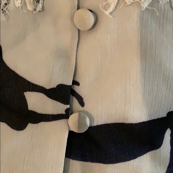 2/ $15 lapis Blouse with frilly neck - Picture 5 of 6